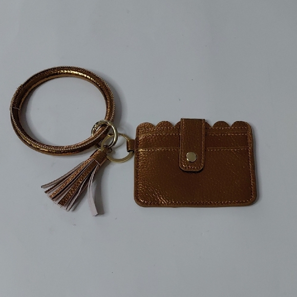 Gold Card Holder with Keychain - Picture 1 of 7